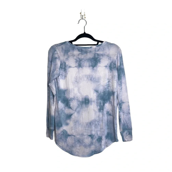 Rachel Zoe Light Blue & White Tie-dye Round Hem Long Sleeve Tee Xsmall Women’s - Picture 5 of 10